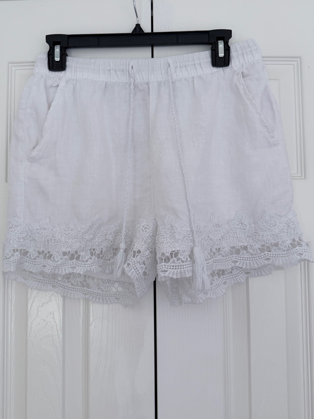 Cynthia Rowley White Lace-Trim Shorts